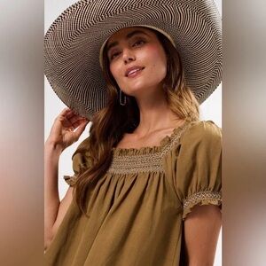 Amour Vert Smocked Embroidered Dress in Elm White